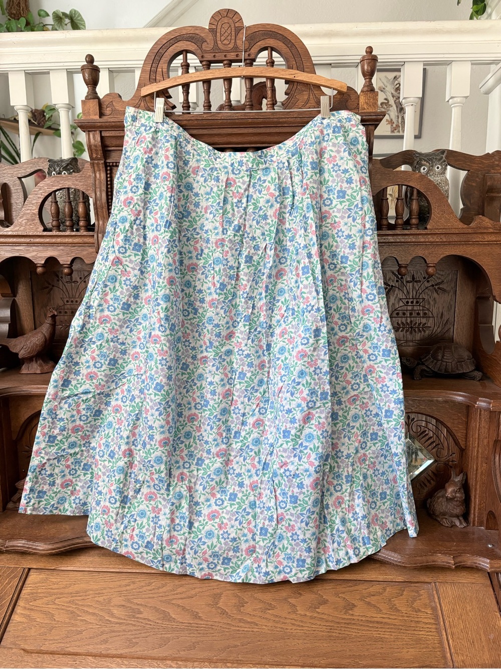 Vintage 80s retro cottagecore soft girl feminine floral pleated skirt XXL